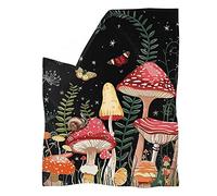 COEQINE Blanket Flannel Throw Blankets for Kids Blue Blanket Throw Size Lightweight Super Soft Cozy Bed Blanket for Couch Sofa Bedroom Living Room,Print Butterfly Mushroom Moon