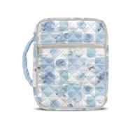 COEQINE Blue Bible Covers for Women Mesium Size Geometric Patchwork Bible Study Supplies Book Carrying Case Easy-to-Read Bibles Type Gifts for Women Mom Friend,27x21x5.5 cm