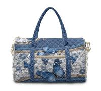 COEQINE Blue Butterfly Vintage Floral Large Pattern Quilted Tote Bag Women
