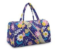 COEQINE Blue Butterfly Vintage Floral Medium Quilted Tote Bag for Women