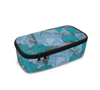 COEQINE Blue Camo Pencil Case for Kids 10-12 Large Capacity Pencil Pouch for Boys Big Pencil Box for School Multiple Pockets Forest Leaves Blue Pen Case for Middle School Art Class,26X11.4X8cm