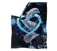 COEQINE Blue Dolphin Print Blanket Soft Warm Flannel Throw Blankets for Girls Kids Boys Blanket Throw for Women Men,Size XS-3XL