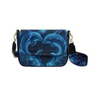 COEQINE Blue Dolphin Satchel Purses for Women Leather Small Messenger Bag for Women Casual Multi-Purpose Crossbody Handbag