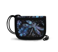 COEQINE Blue Dragonfl Boys Wallet for Kids 4-6 Portable Travel Neck Wallet with Lanyard Toddler Boys Trifold Novelty Wallet with Zipper Anti Lost