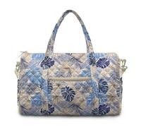 COEQINE Blue Hawaii Floral Palm Leaf Duffel Bags for Traveling Quilted Tote