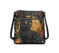 COEQINE Blue Leather Large Bag for Women Cute Cat Pumpkin Soft Tote Bag For Woman Work Waterproof Crossbody Bags Clutch Purse Soft PU Shoulder Bag for Ladies