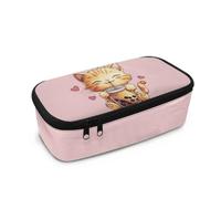 COEQINE Boba Pencil Case for Girls 8-10 Age Middle School Cute Cat Boba Tea Milk Large Capacity Pen Pencil Case with 3 Compartments for Storage Cosmetic Pouch with Handles