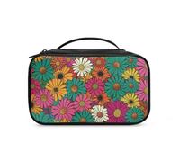 COEQINE Boho Daisy Travel Makeup Bags for Women Hanging Cosmetic Travel Bag with Double Layer Floral Aesthetic Toiletry Bag with Handles for Travel Portable
