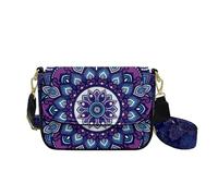 COEQINE Boho Sling Bag For Women Leather Crossbody Purses for Woman Purple Mandala Floral Shoulder Sling with Adjustable Strap Cell Phone Purse Pouch for Travel