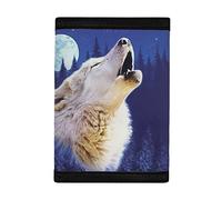 COEQINE Boys Wallet 9-18 Age Trifold Moneybag with Blue Animal Wolf Pattern for Teens Boys Little Boys Kids with Coin Pocket Id Window Pocket