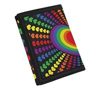 COEQINE Boys Wallets for Kids 9-12,Rainbow Heart Print Small Trifold Money Organizer Travel Accessories for School Lightweight Coin Case