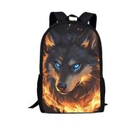 COEQINE Boys Wolf School Backpack With Handles Lightweight Laptop Backpacks For Kids Cool Secondary School Large Capacity Book Bag For Teenager Middle High School Casual Rucksack