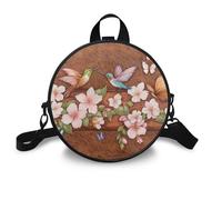 COEQINE Brown Shoulder Bag for Women Leather Crossbody Bag for Girls Bird Flower Themed Mini Backpack Purse Organizer Casual Satchel