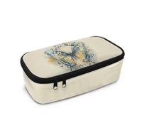 COEQINE Butterfly Pencil Pouch Girls Big Capacity Pencil Case High Large Storage Pouch Pen Case Travel Moon Stationery Bag School College Office Organizer,Beige