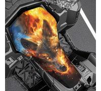 COEQINE Camo Seat Cover Atv Moto Flame Wolf Print Four Wheeler Accessories For Deer Hunting Moped Seat Covers Waterproof Polyester Compatible with Most ATV, 25X64CM