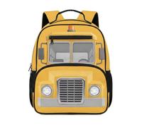 COEQINE Cartoon School Bus Preschool Backpack for Boys Kids School Bag Organizer Yellow Bookbag For Little Boy With Mesh Side Pockets Comfortable Lightweight For Kindergarten