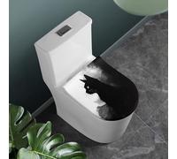 COEQINE Cat Black Toilet Seat Cover with Elastic Bottom Holder Washable Lid Cover for Home Bathroom Decorations Warmer Toilets Cushion Machine Washable Soft And Absorbent
