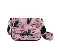 COEQINE Cat Pumpkin Pink Shoulder Bag for Women Crossbody Tote Purse for Woman Leather Portable Reusable Grocery Bag for Shopping