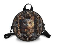 COEQINE Cat Relief Fanny Pack for Women Leather Crossbody Handbag with Strap Waterproof Retro Shoulder Bags for Girls Casual Bucket Purse for Woman Casual Tote for Travel Shopping