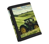 COEQINE Cat Wallet Trifold Black for Teens Boys Moneybag Orangizer With Coin Pocket Outdoor Sport For Travel Accessories, Car Themed Farm tractor Pattern