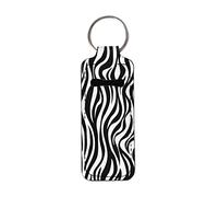 COEQINE Chapstick Holder Keychain Lip Balm Holder Lipstick Pouch Keychain with Zebra Pattern Portable Chapstick Protector for Travel, Outdoor