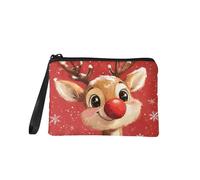 COEQINE Christmas Coin Bags for Banking UK Red Deer Elf Pattern Purse Pouch, Small Change Pouch Flannel Cloth Portable with Zipper Mini for Women Men Kids Birthday Gifts