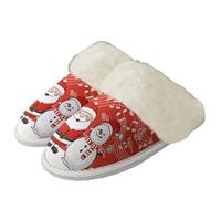 COEQINE Christmas Gifts For Women Slippers Snowman Santa Musical Red Womens Slip On House Shoes Soft Warm Fluffy Slippers Non-Slip Fit Casual Footwear,Size 8