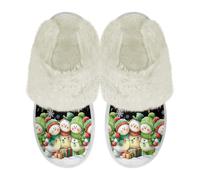 COEQINE Christmas Presents For Women Slippers,Snowman Snowflake Printed Womens House Shoes Slippers Indoor Outdoor Fluffy Animal Slippers Men Non Slip Warm Winter Shoes Size 36-47