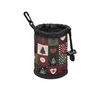 COEQINE Christmas Purse for Dog Treat Fanny Pack Drawstring Dog Treats Training Soft Foldable Heart Xmas Red Backpack for Trains Pets Travel