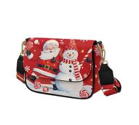 COEQINE Christmas Themed Purses for Women Leather Leather Shoulder Bag For Womens Work Travel Messenger Shoulder Purse Sling Tote Handbag for Ladies,Santa Snowman Purse