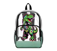 COEQINE Clear Backpack for Boys 8-12 Heavy Duty School Backpacks for Kids Elementary School Transparent Dinosaur Green Bookbag for Middle School Girls With Padded Straps for Outdoor Activities