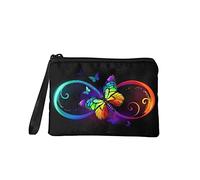 COEQINE Colorful Butterfly Print Coin Purse Wallets Cash Storage Clutch with Zipper Change Pouch for Women Girls Soft Wallet Bags,Black