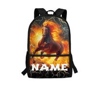 COEQINE Cool Fire Horse Printed Backpack For School Boys 8-9 Kids' Backpacks with Front Zipper Pocket and Comfortable for Wear School Bag for Kids Elementary-School fit 15 Inch Laptop Compatible
