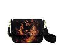 COEQINE Crossbody Leather Bag for Women Flame Wolf Print Anti Theft Small Sling Bag with Removable Straps with Compartments Waterproof Fanny Pack Handbag with Zipper