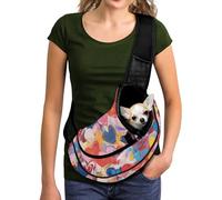 COEQINE Customized Colorful Abstract Heart Floral Design Breathable Mesh Bag Personalized Pet Carrier Crossbody Hands Free Custome Puppy Sling for Small Dogs Travel