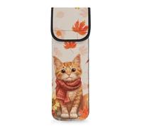 COEQINE Cute Cat Curling Iron Sleeve for Women Travel Hair Tools Storage Bag Fall Decor Photo Shoot Flat Iron Case Neoprene Organizer Heat Resistant Location Styling Durable