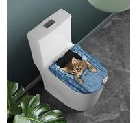 COEQINE Cute Cat Print Toilet Lid Cover, Blue Toilet Lid Cover Single Cover for Tilet Lid Cover for Bathroom,Party Decorations for Home Seat Cover Lid Cover Replacement