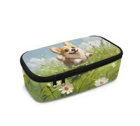 COEQINE Cute Corgi Dog Pencil Case for Boys 8 Age Large Capacity Pen Case Bag with Handles Big Capacity Pencil Case Bag with Zipper for Back to School