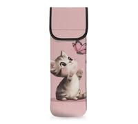 COEQINE Cute Hair Tools Bag Cat Butterfly Print Flat Iron Case Large Capacity Curling Portable Universal Cover Sleeve