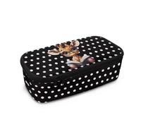 COEQINE Cute Pencil Pouch for Girls Pencil Box Bulk and Stationery Organizer Giraffe Polka Dot Printed Pen Case 3 Slots Back to School Supplies,10.2x4.5x3