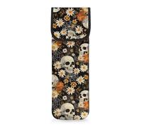COEQINE Daisy Floral Print Curling Iron Travel Case Heat Resistant for Women Makeup Cool Goth Halloween Print Hair Tools Travel Carrying Bag Portable Organizer