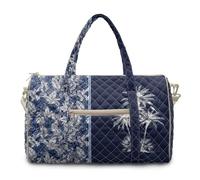 COEQINE Dark Blue Floral Hawaii Style Quilted Duffel Bag for Men Women