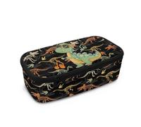 COEQINE Dinosaur Pencil Case for Boys Ages 4-8-10-12 School Pencil Box for Kids Middle School Flame Cool Printed Pen Organizer Case Pen Slots Back to School Gifts,10.2x4.5x3