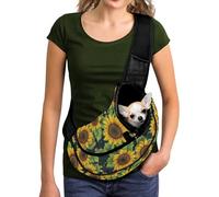 COEQINE Dog Backpack Carrier For Small Dogs Cats Breathable Mesh Purse Pouch Crossbody Sling Outdoor Use Hands-Free Adjustable Strap Padded Shoulder Support Front Facing Satchel for Puppy, Sumflower
