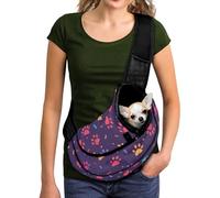 COEQINE Dog Backpack Carrier for Small Dogs Paw Print Pet Sling Mesh Travel Bag for Pet Cats Chihuahua Puppy Stuff with Adjustable Strap Buckle Design