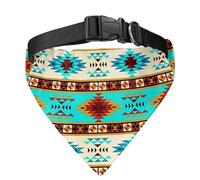 COEQINE Dog Bandana Collar,Western Tribal Green Dog Bandanas Collar Pets Scarf Triangle Bibs Kerchief Bandana Handkerchief Scarves Accessories Size S