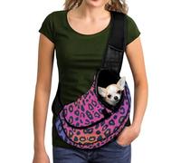 COEQINE Dog Carrier Backpacks for Small Dogs Cats Neon Leopard Rainbow Print Small Dog Pet Crossbody Sling Breathable Mesh Purse Pouch Outdoor Walking Travel Mesh Bag Hands-Free Adjustable Strap