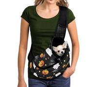 COEQINE Dog Carrier For Medium Dogs Small Cats Halloween Outfit for Pet Cute Breathable Mesh Purse Pouch Pet Crossbody Sling For Outdoor Walking Travel Bag Hands-Free, Pumpkin Ghost Spider Web Print