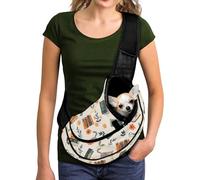 COEQINE Dog Carrier Sling Bag for Small Pet Funny Studing Cat Print Puppy Crossbody Purse for Women Walking Night Safety Hands-Free Front View Cat Small Cats Urban Bike
