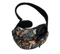 COEQINE Dog Crossbody Purse for Small Dogs Cats Hands-Free Vintage Mushroom Forest Front View Cat Sling Carrier Soft Lining Breatheable for Puppy Park Walking